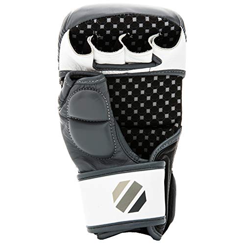 UFC Pro Stand-Up MMA Sparring Gloves – Versatile Hybrid Design for Grappling, Striking, and Safe Sparring with Premium Leather Construction (L/XL, Gray)