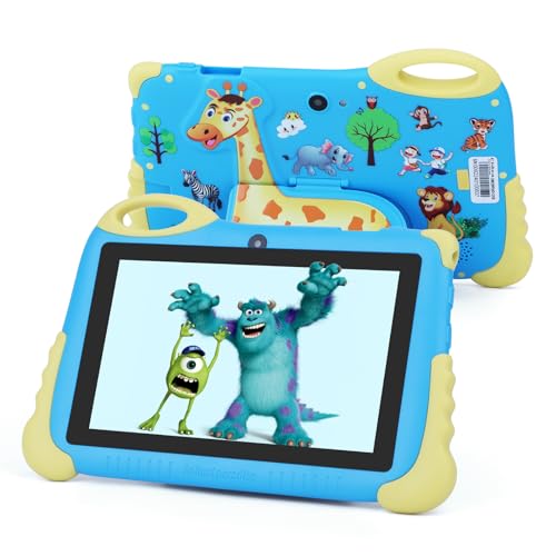 C idea 2024 Kids Tablet，7 Inches Android 13 1st Generation Toddler Tablets, hd 1024 * 600 Screen Display, Iwawa Pre-installed, Learning Tablet For boys Girls Blue