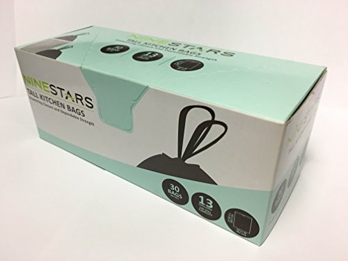 Image of NINESTARS NSTB-13-30 Extra Strong White Trash Bag w /Drawstring Closure, 13 Gal. / 49 L., 30 count, Packaging may vary (Pack of 12)