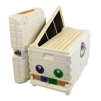 Apimaye Insulated 7-Frame Langstroth Nucleus Bee Hive Set with Built-in Screened Bottom Board, Entrance Reducers, and Top Feeders (White)