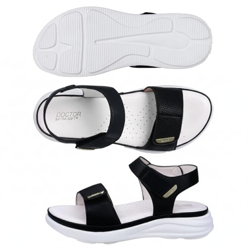 Image of DOCTOR EXTRA SOFT Women's Ultra Lightweight Sandals with Memory Foam Cushion|Stylish & Comfortable|Casual & Non-Slip|Diabetic & Orthopedic Flip Flops with Adjustable Strap Ladies & Girls New-D-610