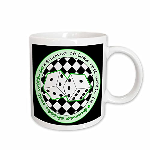 3dRose Bunco Chicks Roll With It Green and Black 11oz Mug
