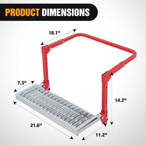 Image of Nilight Folding Heavy Duty Tire Step Non-Slip Steel Surface Adjustable to Fit Tire from 10 inch to 15 inch Rated up to 350 Lbs for Truck SUV and RV Easy to Install and Adjust Red