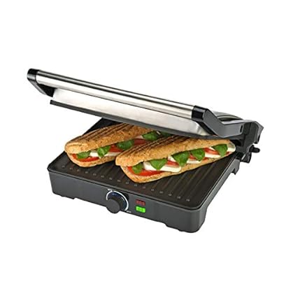 Bourgini Classic Panini Grill Plus, Tischgrill, Sandwichmaker, Antihaftbeschichteter Toaster für 2 Sandwiches, 29 x 23… – Bild 3