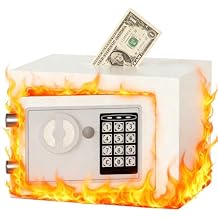 Grimtron Small Safe - 0.80 cu. ft. Mini Money Box with Combination Lock for Kids, Medicine Box for Grandmother, Valentines Day Gifts for Men WomenCoin-operatedWhite