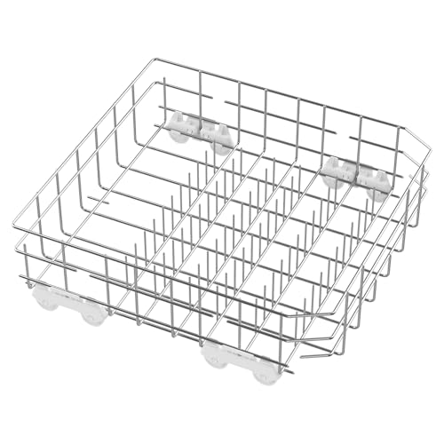 UPGRADED W10728159 Dishwasher Lower Rack Stainless Steel Compatible with Maytag Dishwasher Rack Parts W10525646 W10082825 For Kitchenaid Whirlpool Dishwasher Bottom Dishrack Replacement with Wheels