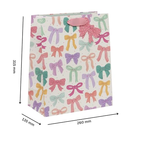 Glick Große Geschenktüte Schleife Babes 315x260x135mm Luxus Recycelbare Tasche für Geburtstage & Feiern