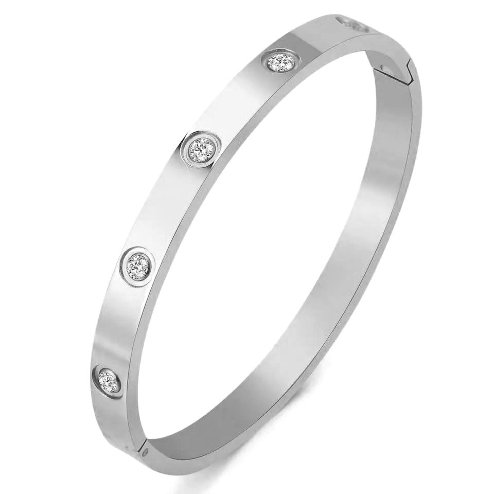 18K Gold Bracelet With 10pcs Crystals Elements Bracelet Bangle Men Women’s Fashion Bracelet Jewelry Set Perimeter 7-7.5inch