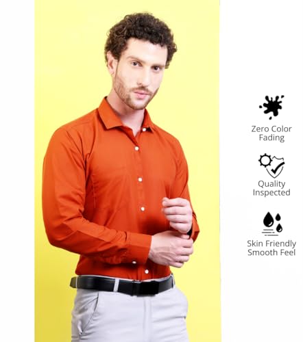Image of CONTRARY Men's Pure Cotton Solid Stylish Casual & Formal Wear Shirt | Stylish Regular Fit Full Sleeve Comfortable Office Party Trendy Shirt - Multi Color