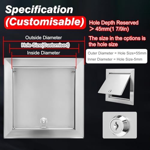Waterproof Metal Access Panel - 12x16 inch for Bathroom & Office, Decorative Ceiling Cover, Locking Access Door for HVAC & Repair Maintenance, Durable Wall Plate
