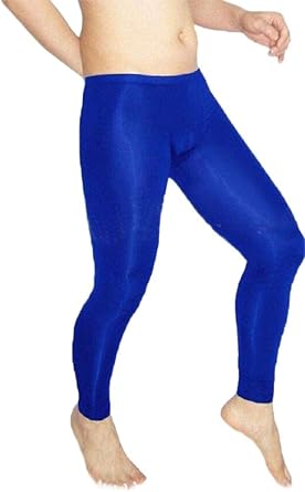 Lazutom Men Sexy Ice Silk See Through Slim Leggings Tights Long Pants