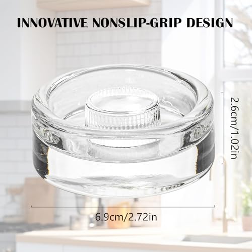 Eleganttime Fermentation Glass Weights with Easy Grip Grooved Handles Heavy Fermenting Lids Kit For Wide Mouth Mason Jar (Glass Weight-4Pcs)