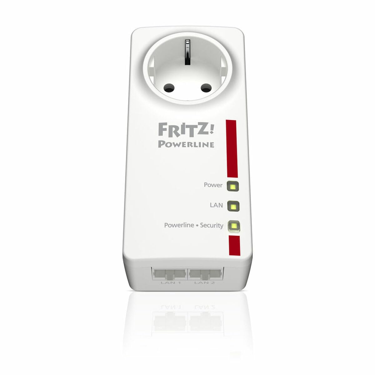 FRITZ!Powerline 1220E Edition International, adattatore extender su rete elettrica fino a 1.200 Mbit/s, PLC, IEEE P1901, 2x Gigabit LAN, Interfaccia in italiano