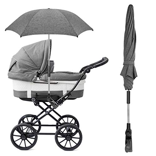 Miniatura 6 de Riogoo Sombrilla Universal Para Cochecito 50 Uv Protección Solar Para Bebés Con Manija De Paraguas Para Silla De Paseo Y Buggy - Gris