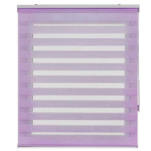Lamellenvorhang Vertikaljalousie 45 x 250 cm Doppeltes Tuch, Schutz der Privatsphäre Faltrollo Plisseerollo Jalousie für Türen mit Verstellbarer Kette für Schlafzimmer, Lila