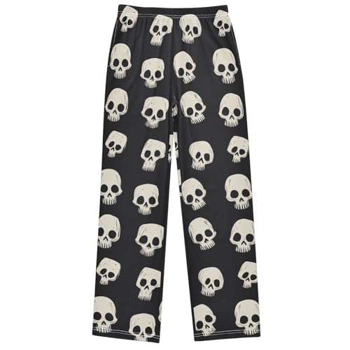 Boy's Pants Cute Skull Jogger Pants Elastic Waist Long Bottoms Trousers with Pockets 6-14 Years