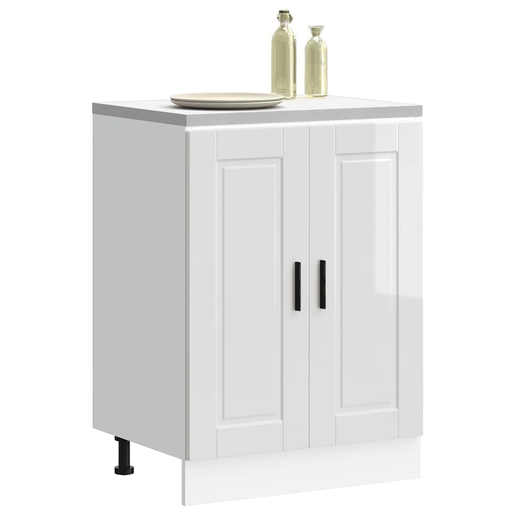 vidaXL Armoire de Cuisine Porto Blanc Brillant Bois ingénierie