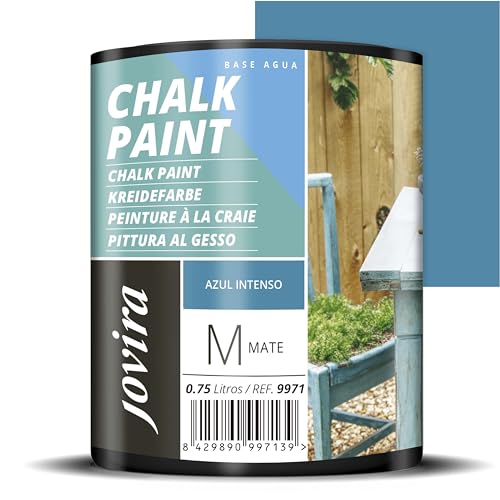 JOVIRA PINTURAS Pintura Tiza - Chalk Paint al Agua Mate. Renueva tus muebles con creatividad. (750 Mililitros, Azul Intenso)