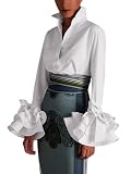 UOOZEE Womens Button Down Shirt Long Sleeve Dress Shirts Solid Work Blouse, White, XXL