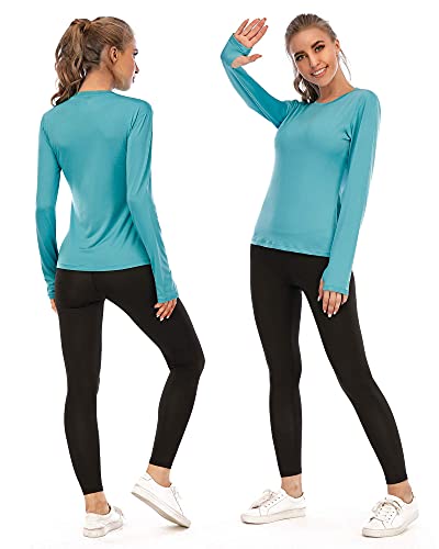 (Size: S) Womens Upf 50+ Long Sleeve Workout Running Shirts Quick Dry Outdoor Uv Sun Protection T-Shirt #TOP4