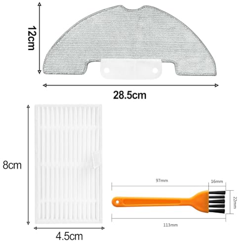 Serpillère et brosse latérale pour aspirateur robot Vexilar W11 et Cleanova W15 haute durabilité