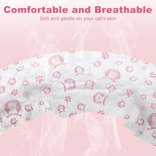 Image of Disposable Cat Diapers, 40 Count - Perfect for Both Male and Female Cats, for Elderly, (L) Incontinent, or Post-Surgery Cats and Dog - Leak-Proof, Super Absorbent & Hypoallergenic Pet Diapers
