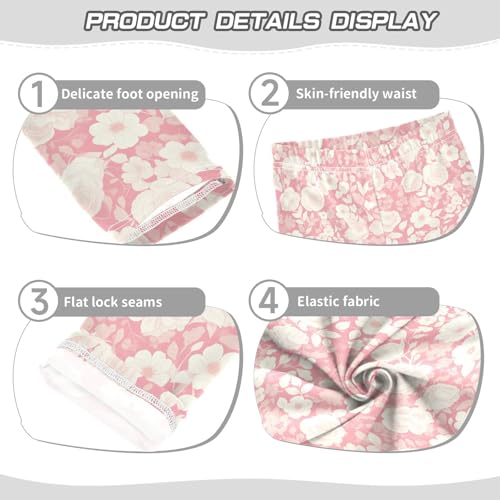 KLL Rose Flower Pattern Beautiful Pink Toddler Girls' Cotton Leggings Soft High Waisted Workout Pants Exercise3