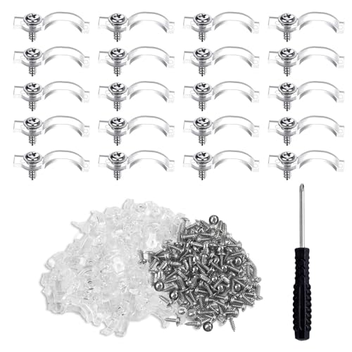 Xbessc 200 Pièces Clip de Fixation pour Bande LED Clips pour Ruban LED avec 200 Vis et Tournevis Clip de Montage Transparent pour Bande LED pour 10mm Large...