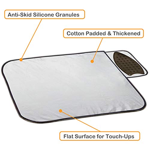 YQMAJIM Ironing Mat Ironing Pad,Upgraded No-Slip Ironing Blanket with Silicone Iron Rest, Cotton