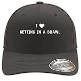 I Heart Love Getting in A Brawl - Soft Flexfit Baseball Hat Cap, Dark Grey, Small/Medium