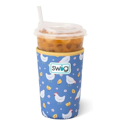 Swig Life Iced Cup Coolie, Standard 22oz Iced Coffee Cup Insulator Sleeve with Handle, Neoprene Insulated Cup Coolie Keeps Drinks Cold, Cup Cooler (Chicks Dig It) Cover