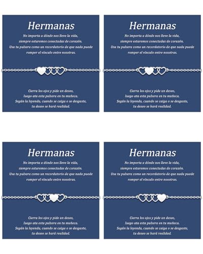 SUNSH 4 PCS Pulseras Hermanas, Regalo De Hermana, Pulsera Amor Para Hermanas,Pulseras Para Mujeres,Regalos Para Hijas/Hermanas/Amigas, Navidad/Cumpleaños/Graduado