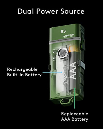 Rovyvon E3 Keychain Flashlight High Lumen Rechargeable,Dual Power Aaa Flashlights With White Red Light Option,Lockout Mode,500 Lumen Usb C Pocket Flashlight Waterproof For Camping,Holiday Gift #TOP1