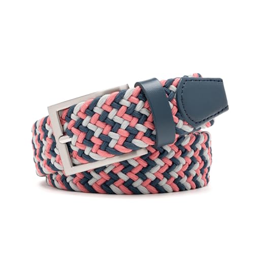 Image of Men's Stretch Braided Elastic Woven Canvas Golf Belt, multicolor,1 3 /8 inch