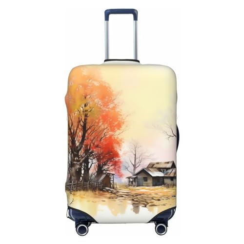 Luggage Cover Protector Washable Stretch Suitcase Protector Old House and Trees Suitcase Cover Anti-Scratch Travel Baggage Covers Fits 18-32 Inch Luggage Protectors