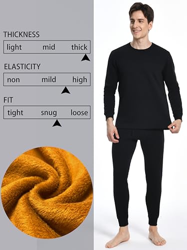 Nutria Mens Thermal Underwear Set Thick Fleece Lined Heavyweight Outdoor Baselayer Extreme Cold Weather Winter Ultra-Warm U103
