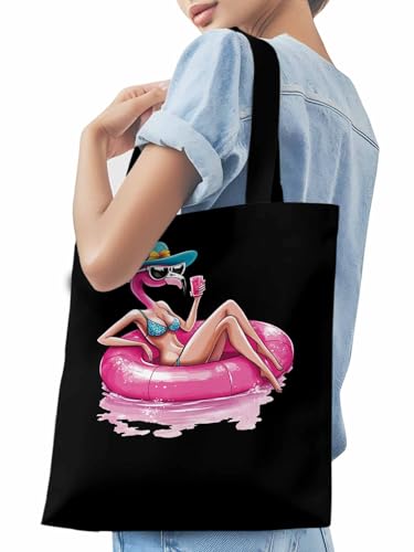 Canvas Tote Bag, Sexy Pink Flamingo Aesthetic Canvas Tote Handbags for Women Shoulder Bag,3