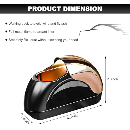 Image of Wevdn Car Ashtray with Lid, Portable Smokeless Automotive Ashtray with LED Light, Windproof, Modern Style, Black & Golden