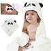 KPRICE - Cape de Bain Bebe Garçon Capuche - 100% Fibres de Bambou - Serviette de Bain Bébé 90x90 - Sortie de Bain Naissance - Doux Absorbante - Cadeau 1 Petite Serviette - Drap Bain (Panda)