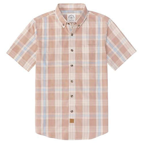 Image of Dubinik Mens Short Sleeve Button Down Shirts Soft Breathable Summer Vintage Regular Fit Lightweight Men's Casual Shirt