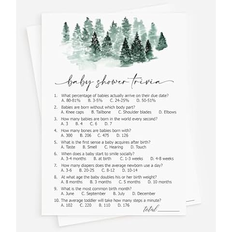 All Ewired Up 50 Baby Shower Trivia (50-Cards) Fun Game Activity, Gender Neutral Boy or Girl, Baby It’s Cold Outside Winter Wonderland Forest Decorations Cover