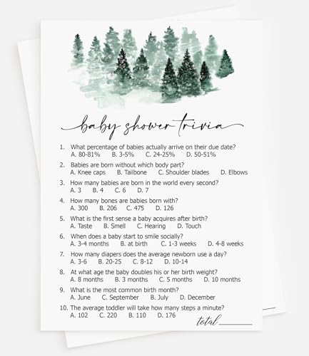 All Ewired Up 50 Baby Shower Trivia (50-Cards) Fun Game Activity, Gender Neutral Boy or Girl, Baby It’s Cold Outside Winter Wonderland Forest Decorations