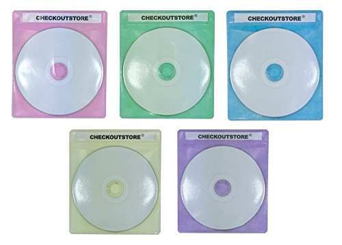 CheckOutStore (100) Premium CD Double-Sided Storage Plastic Sleeve (Assorted Color)