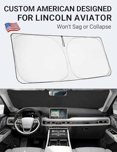 Image of Proadsy Windshield Sun Shade for Lincoln Aviator 2020-2025 2026 4-Layer Foldable Front Sunshade Protector Sun Visor Blocks UV Rays Keep Car Cooler