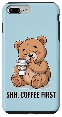 Shh Coffee First Sleepy Bear ���[���A �I�t�B�X �X�}�z�P�[�X iPhone 7 Plus/8 Plus �p