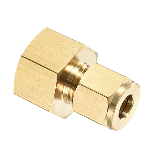 YOKIVE Raccord de Tubes à Compression, Adaptateur de Couplage Droit en Laiton, pour les Tuyaux (Ton Doré, Filetage Femelle G1/2 x 8 mm)