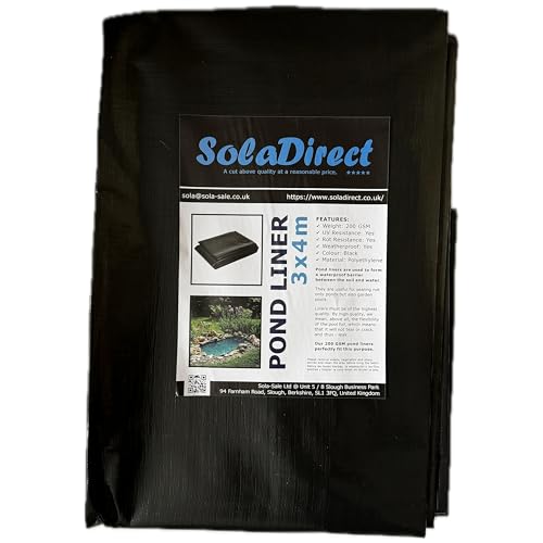 Pond Liner 3 x 4 m - 200 GSM Flexible Tear-Resistant UV-Resistant Garden Fish Pond Liner for Water Features Koi Ponds Fountains Landscaping - Durable Long Lasting Heavy Duty Waterproof Sheet