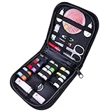 42pcs Sewing Kit for Home, Travel & Emergencies - Filled with Notions Scissor & Thread - Black Bag