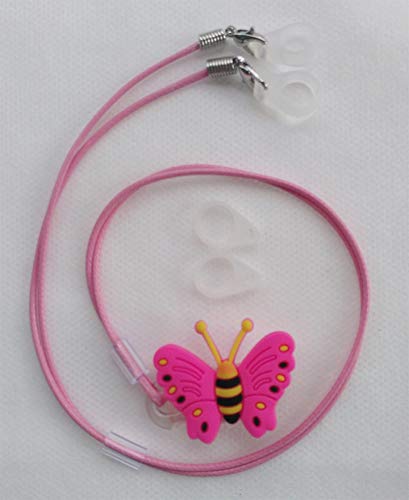 BTE Hearing Aids Clip Safty Protection Accessory @ Replaceable Silicone Loop (Pink Butterfly)