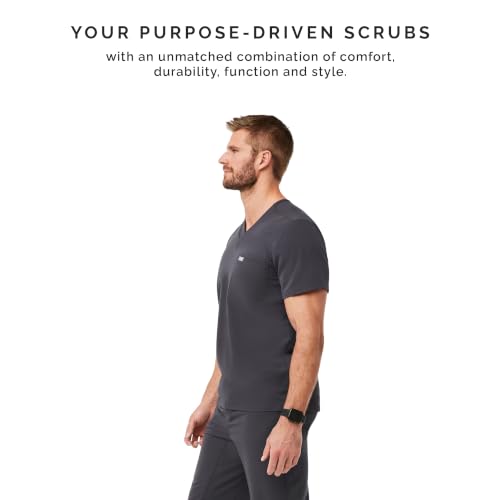 Image of FIGS Leon Scrub Top for Men | 3 Pockets, Tailored Fit, Modern V-Neck, 4-Way Stretch, Moisture-Wicking